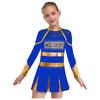 Girls Sparkly Dance Dress Long Sleeve Rhinestone Letters for Competitions