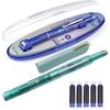 Fountain Pen Retractable 0.38mm Blue Ink Transparent Barrel Fine Nib Fountain Pen