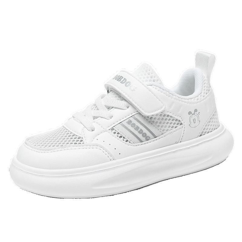 Babu Bean Classmate Children's Little White Shoes Summer New Single Mesh Breathable Middle and Older Boys and Girls White Sneakers