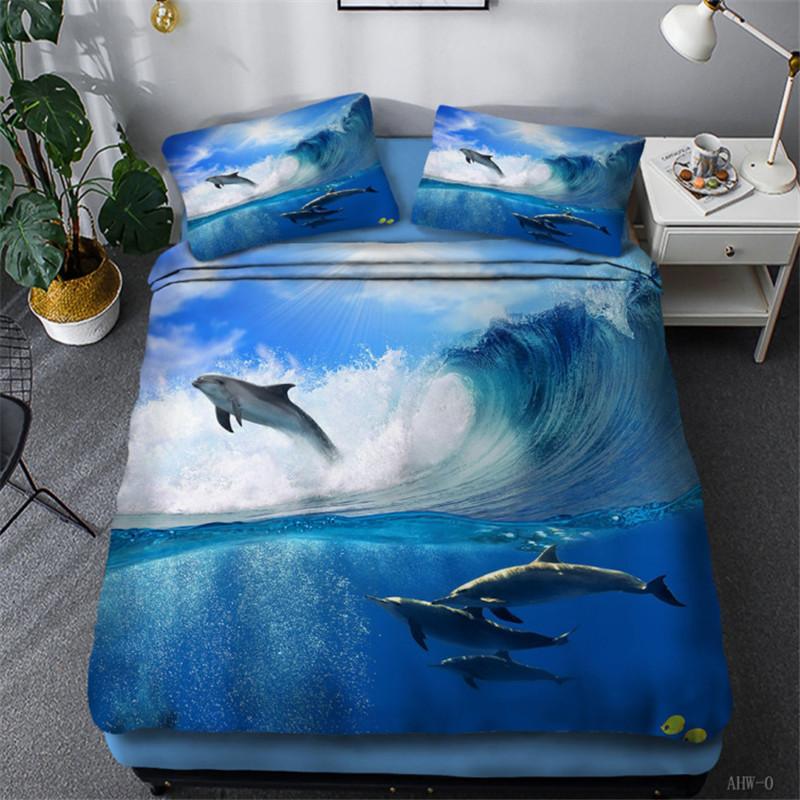 Dolphin 3D Duvet Cover Set  King Queen Double Twin Single Size Bed Linen Set