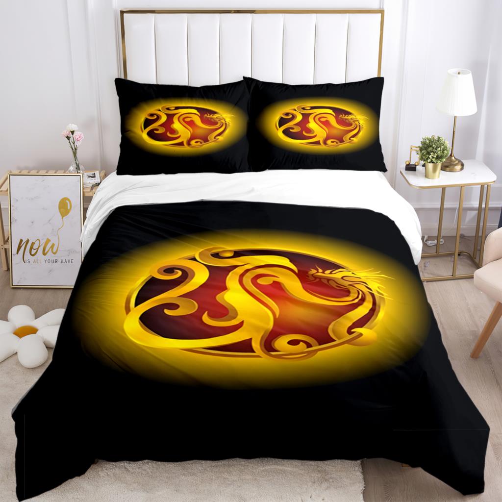 Fashionable Tai Chi Chinese HD Print 3 - Piece Bedding Set, for Children & Adults, with Quilt Covers & Pillowcases