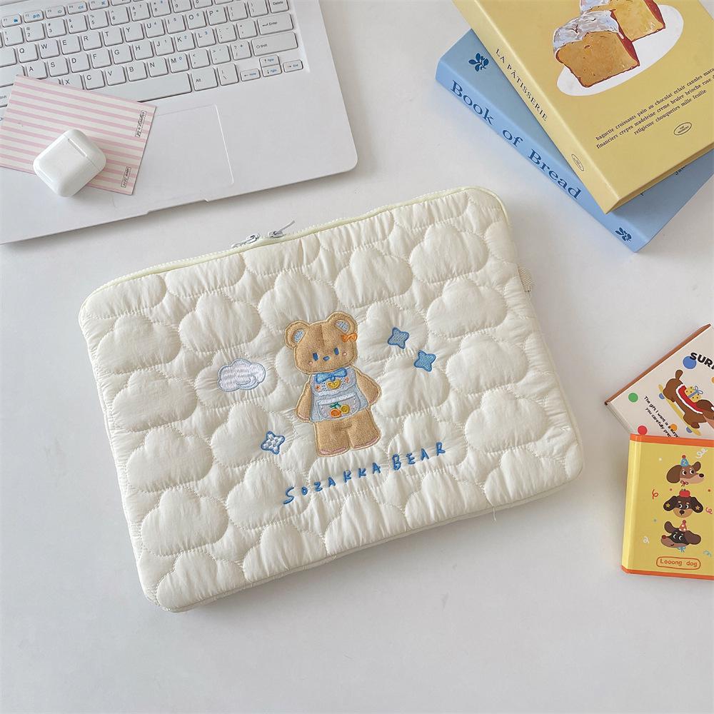 Soft Cloud Cartoon Embroidered iPad/Tablet Bag, 13/14 Inch Laptop Storage