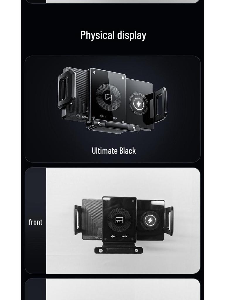 Electric Foldable Phone Holder with Wireless Charging & Clamping Arm for Horizontal/Vertical Car Mounting