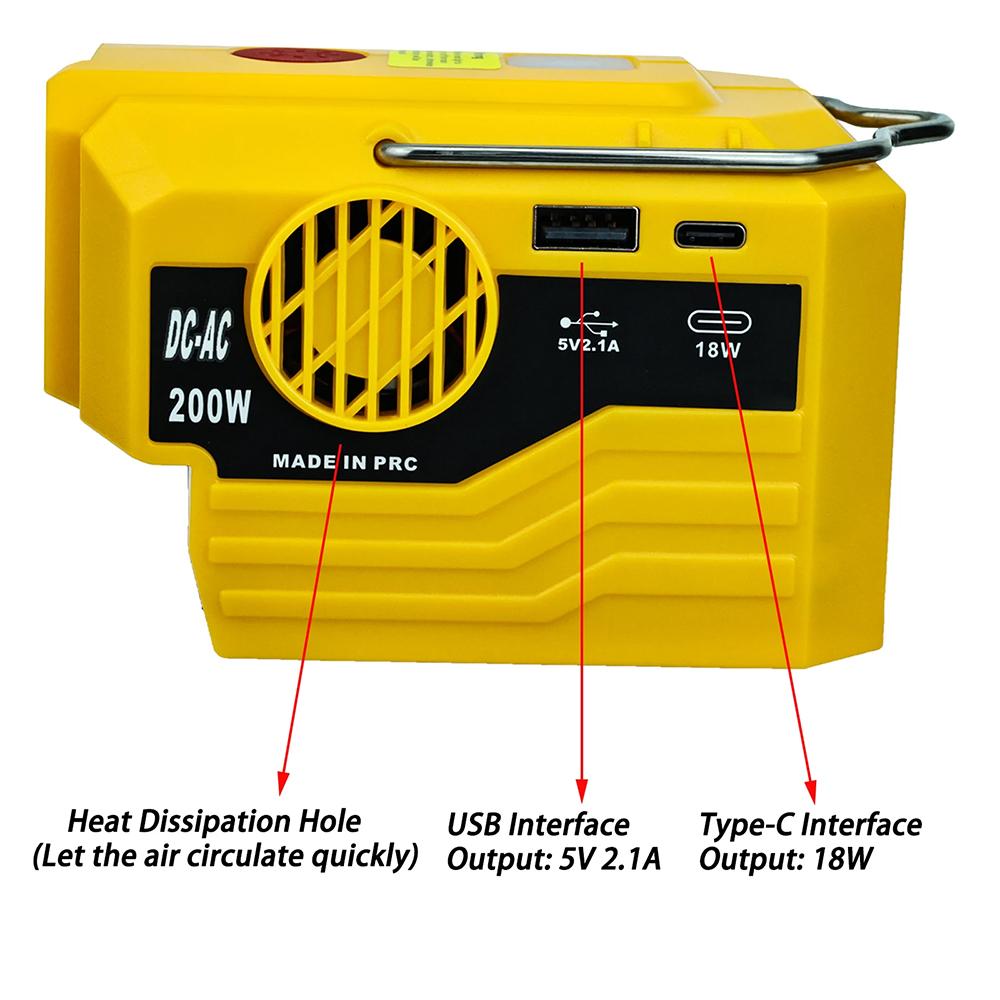 New Upgrade Portable Power Inverter 120-220V Outdoor Mobile Lithium Battery Inverter For Makita/DeWalt/ 18V 20V Battery