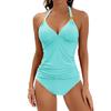 2026 Women's Solid Color Halter Neck Lace-Up Two-Piece Bikini Set
