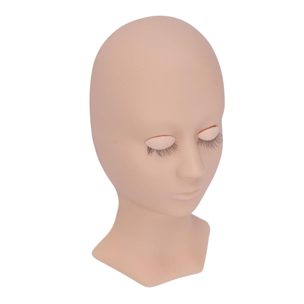 Lash Extension Practice Mannequin Head Silicone Makeup Training Head with 4 Pairs Replaceable Eyes