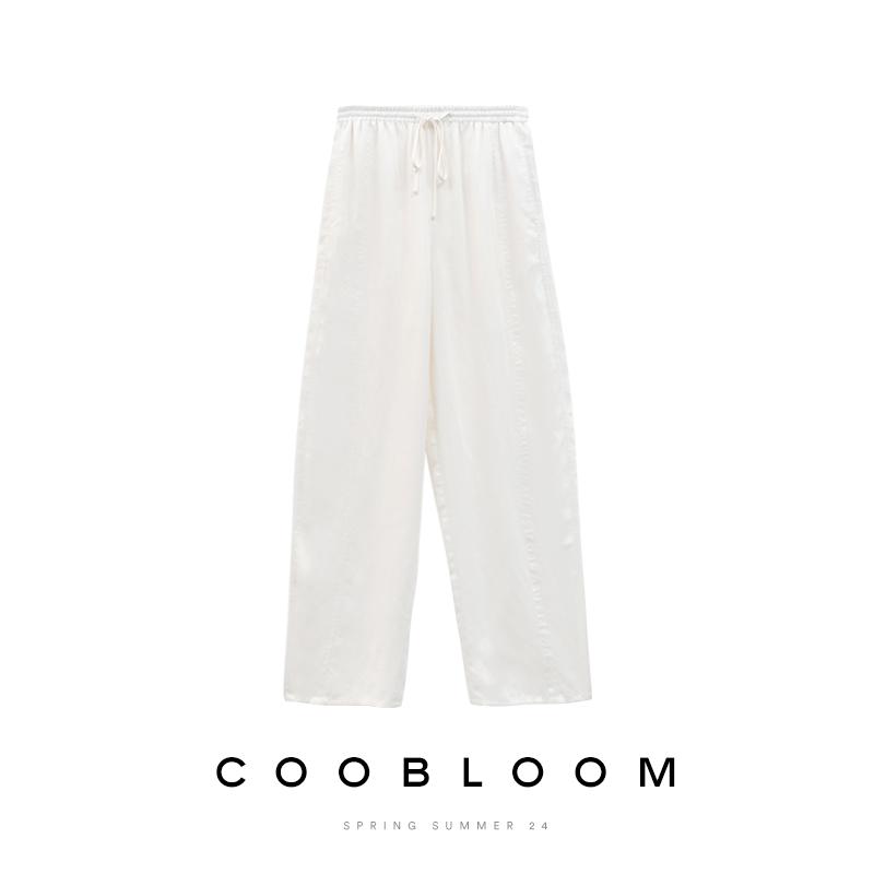 

Women s Tencel Linen Wide-Leg Pants - Spring 2026 Casual Loose Fit Elegant White