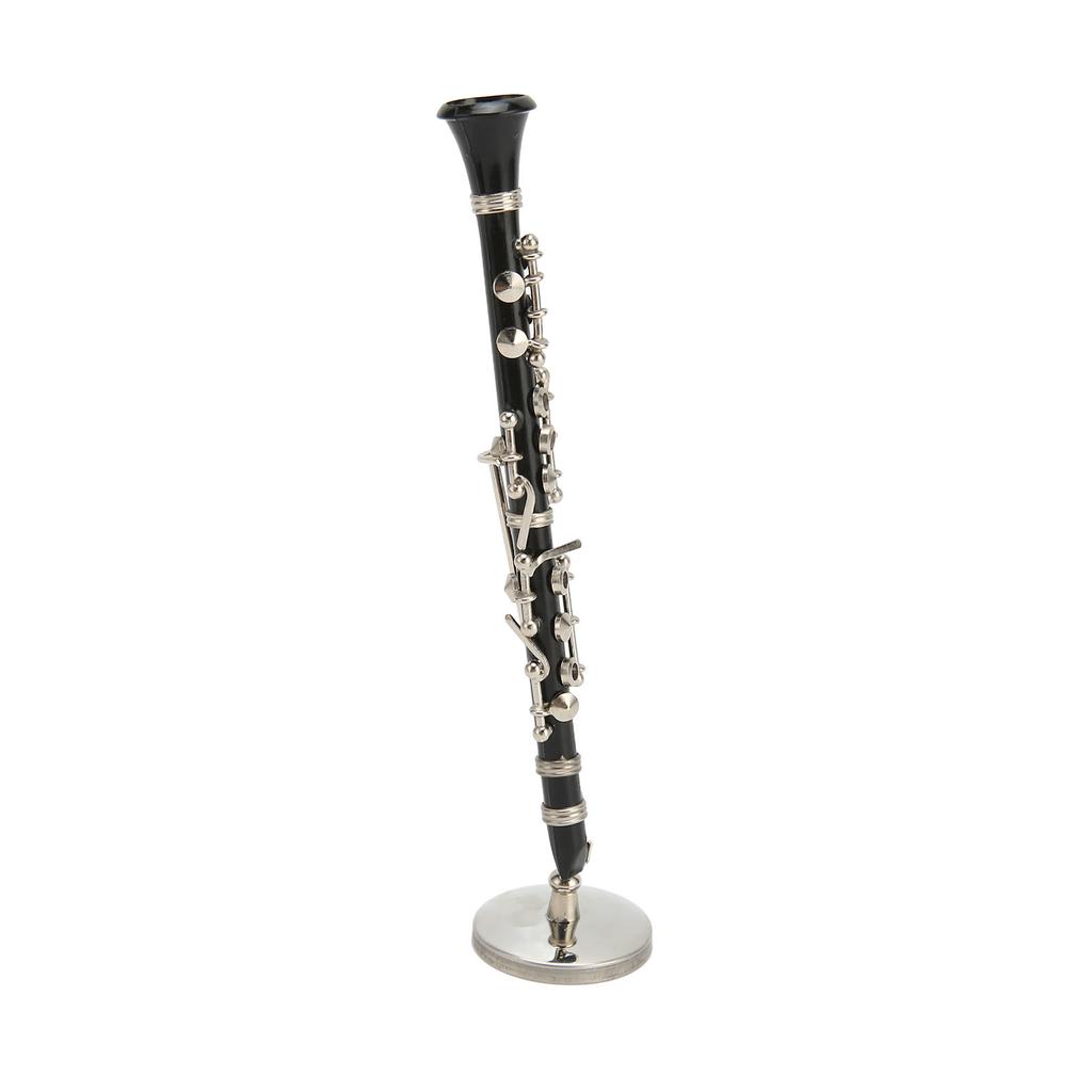 Miniature Clarinet Replica with Stand and Case Mini Musical Instrument Dollhouse Model Decoration