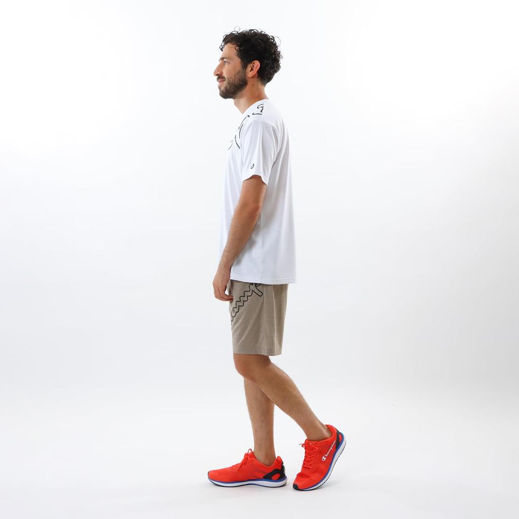 Champion Koszulka męska z krótkim rękawem, okrągły dekolt, z grafiką, logo, antybakteryjna, odporna, szybkoschnąca, ochrona UV, Biała, C3-ZS307