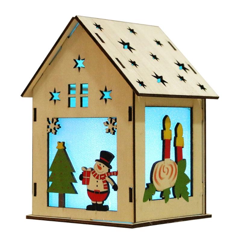 3/5’’ Xmas Desk Decor House Santa/Snowman/Reindeer Tabletop Decor Lovely Christmas Ornament DIY Wooden Puzzle Art Crafts