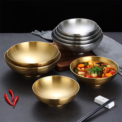 304 Große Ramen-Schüssel aus Edelstahl für Reis, Suppe, Salat, Nudel, doppelschichtig, verbrühsicher, Geschirr zum Servieren von Speisen, 20/24 cm