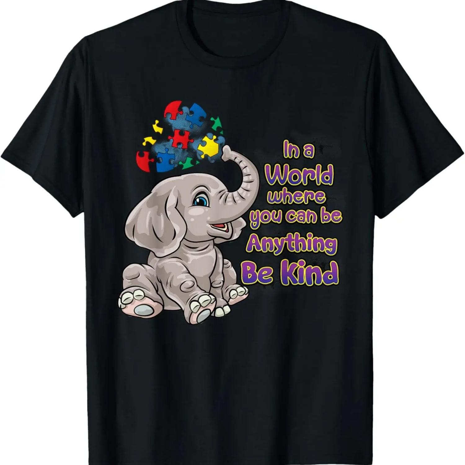 Autism Awareness Be Kind Elephant Puzzle Teacher Mom Womens T-Shirt S
