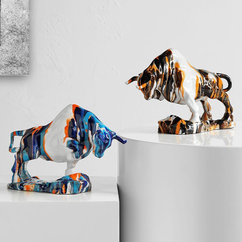 Creative Cow Decoration Living Room TV Cabinet Wine Cabinet Home Accessories Office Desktop Arts and Crafts Housewarming Opening Gift