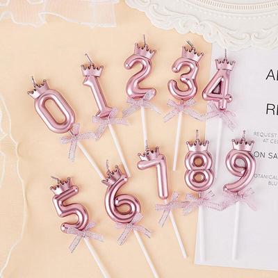 LIEI Champagne Gold & Silver Bow Number Cake Topper