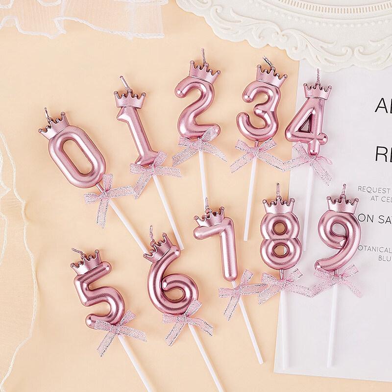 LIEI Champagne Gold & Silver Bow Number Cake Topper