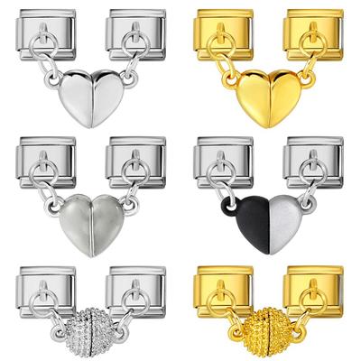 Abnehmbare Magnetische Anziehungskraft Süßes Herz Italienischer Charm Glied Verschluss Edelstahl Armband Mode DIY Herstellung Perlen Schmuck