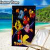 Custom Name Pac Game Beach Towel - Soft, Ultra-Absorbent Microfiber, Lightweight, Perfect for Beach, Parties, Travel, Camping