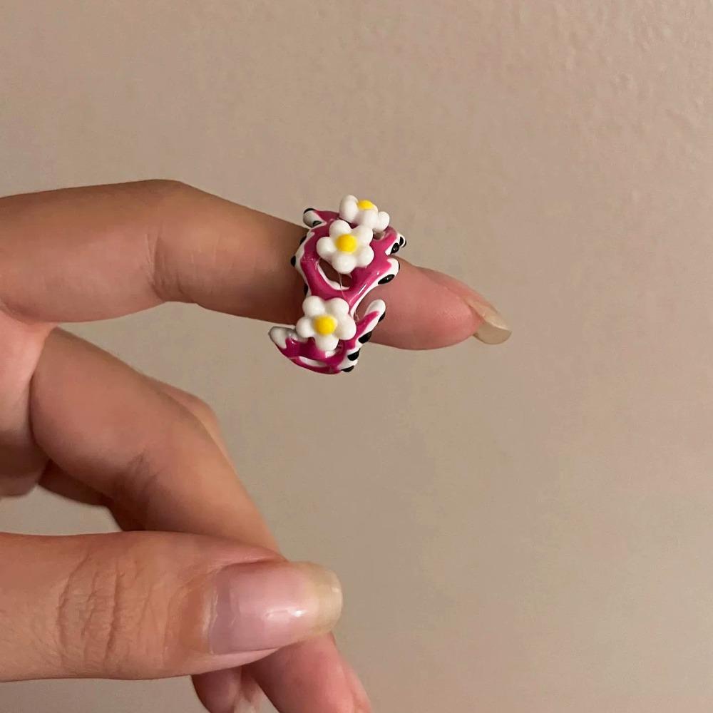 Retro Demon Eye Ring Geometric Macaron Color Ring Personality Exaggerated Ring  Gift Style6