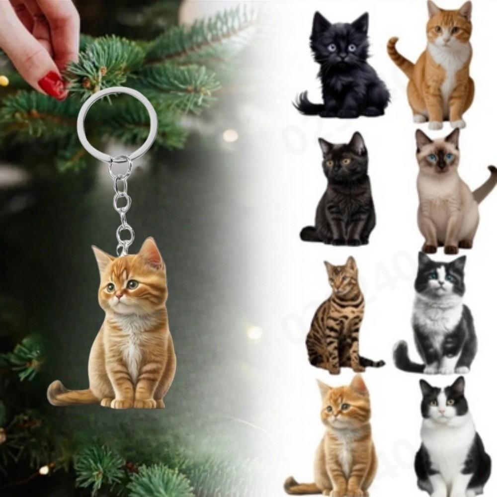 Portachiavi Gatto Bianco e Nero Cartone Animato Portachiavi Ciondolo Gatto Acrilico 2D Double-Sided Portachiavi Animale Creativo Portachiavi Giocattolo Regalo per Bambini