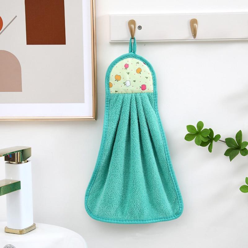 1Pc Kitchen Hand Towel Hanging Type Super Absorbent Coral Fleece Bathroom Enlarged Thickened Hand Towel Rag Dishcloth