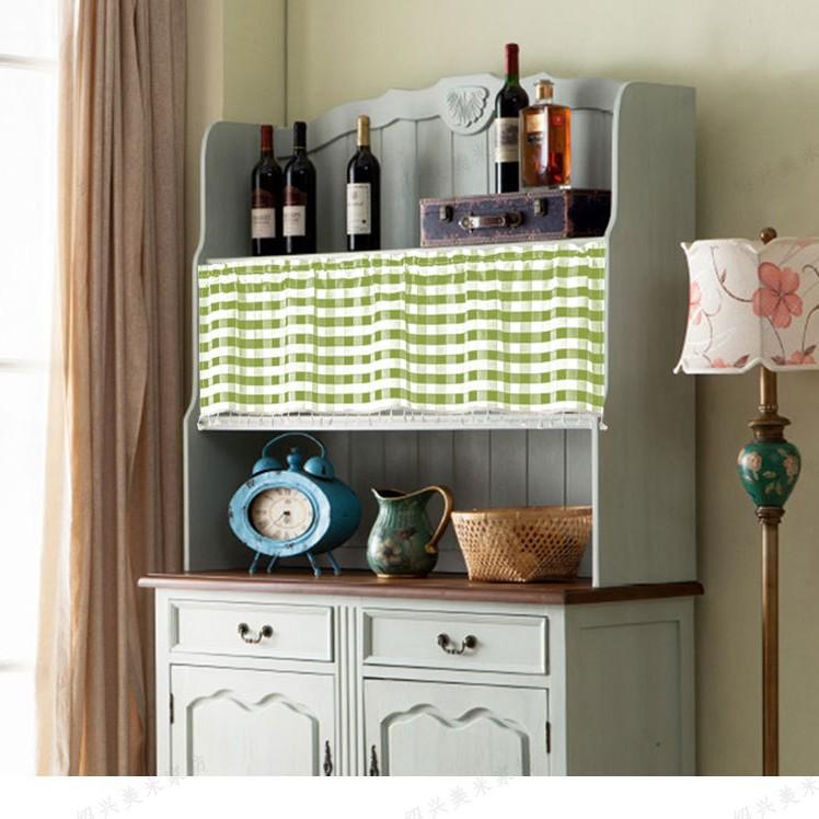 

Кухня Маленькая занавеска На стержне Занавеска Дверная занавеска Кружево Кружевная занавеска Клетчатая Короткая занавеска 74*61 зелёный