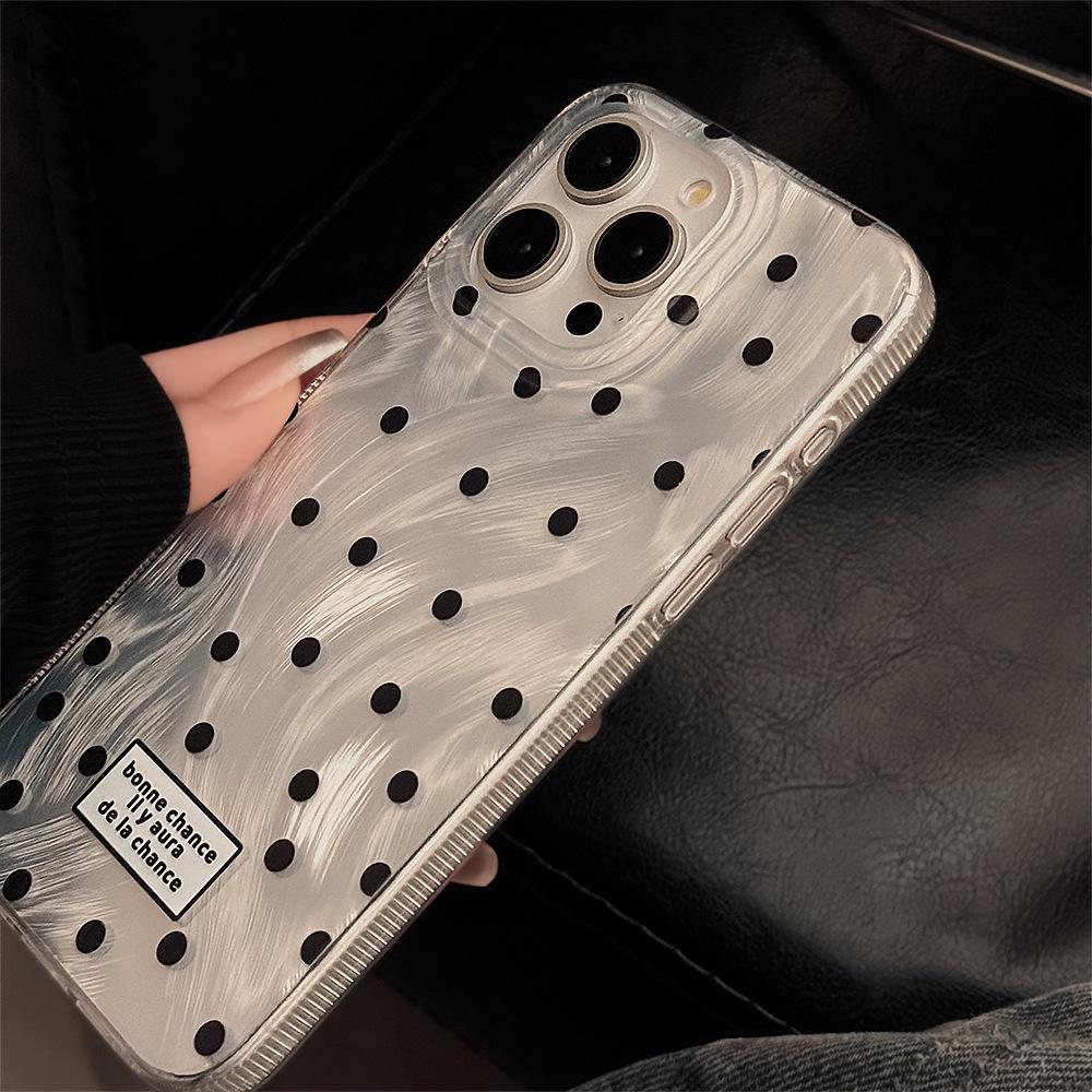 Feather Black Polka Dot Phone Case for 14 for Apple 17promax Luxury for IPhone 13 Anti Drop 12 Trendy 16