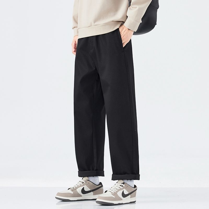 American solid color simple and versatile loose straight trousers men's autumn new light business casual pants