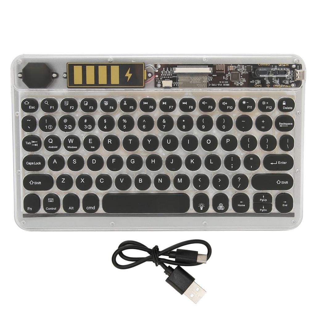 Wireless Bluetooth Keyboard Colorful Backlight Cool 10in Rechargeable for Phone Laptop Tablet Black