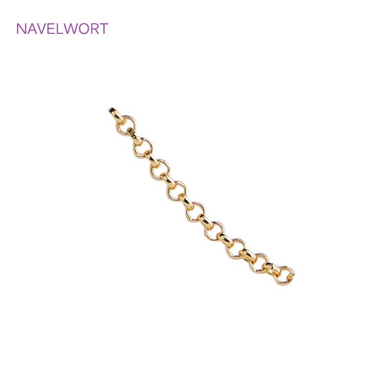4 Sizes 14K Gold Plated Round Link Chain,Brass Metal O Style Necklace Chains For Women Jewelry Making Findings