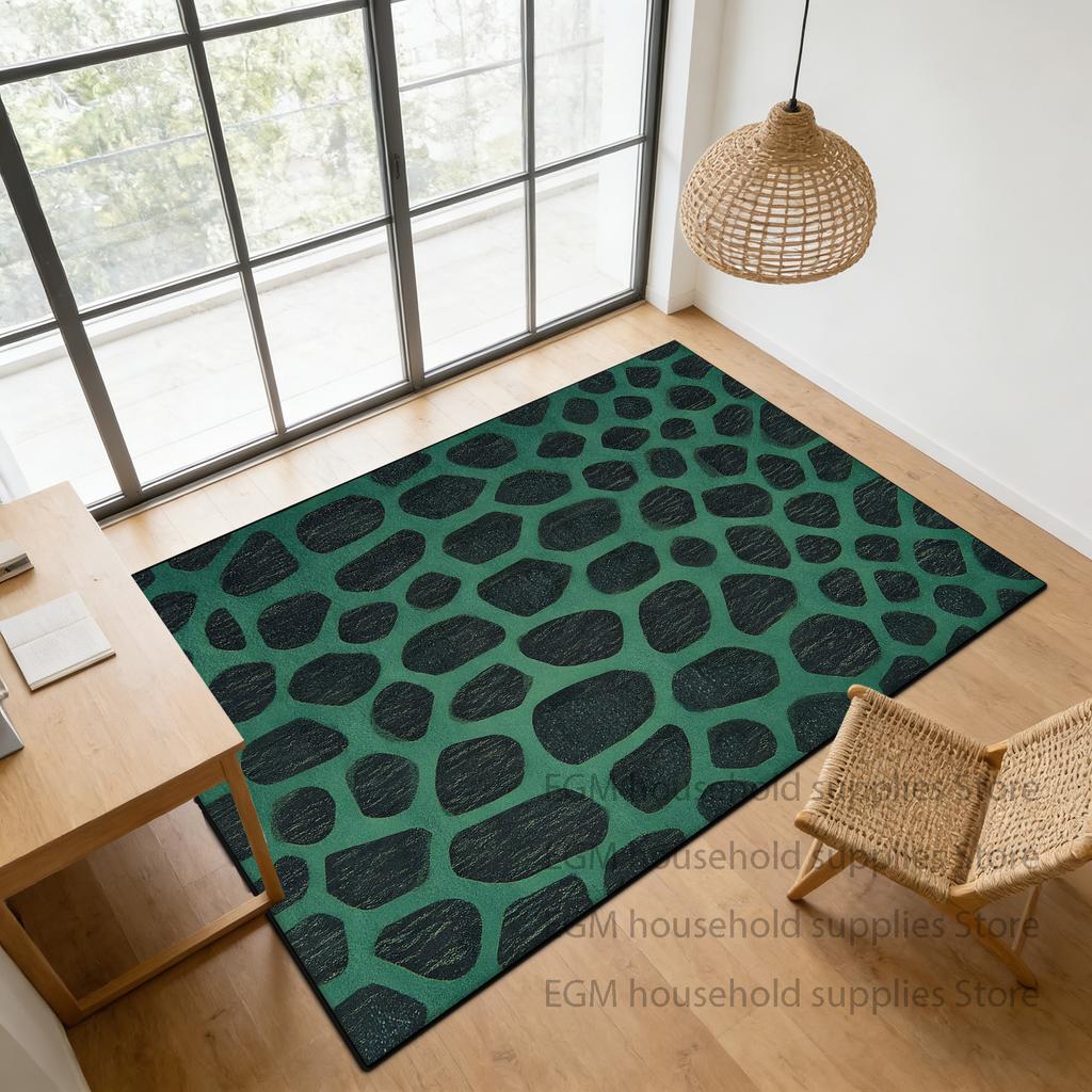 Retro Green Carpet Abstract Living Room Decoration Soft Rugs Bedroom Anti-slip Washable Customizable Dining Room Floor Mat Study