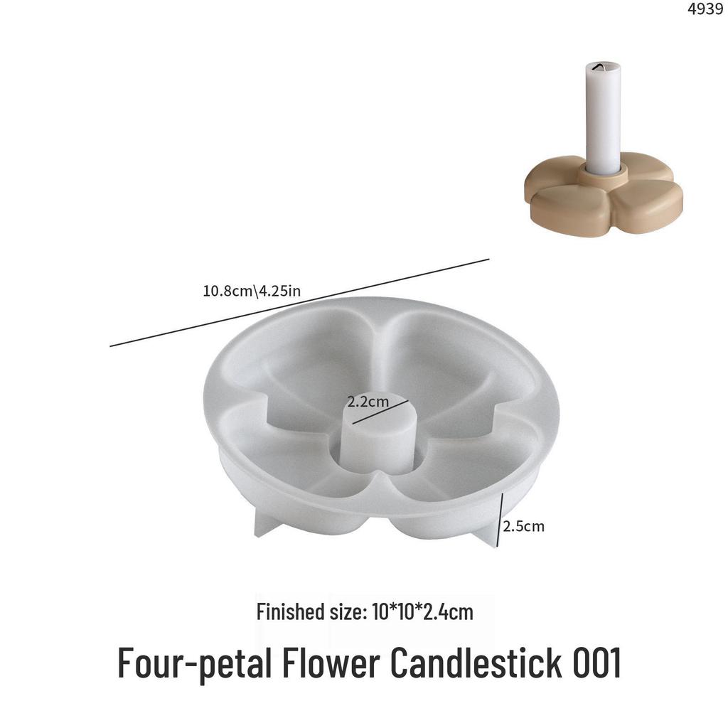 Minimalist Poppy Ins Style Flower Candlestick Mold: Four, Five & Six-Petal Design