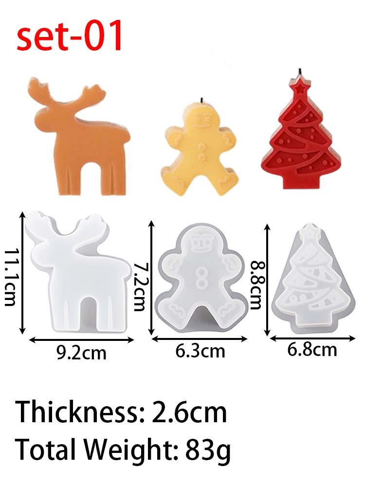 Christmas Series Silicone Candle Mold DIY Gingerbread Man Elk Snowflake Scented Candles Soap Molds Plaster Resin Crafts Making