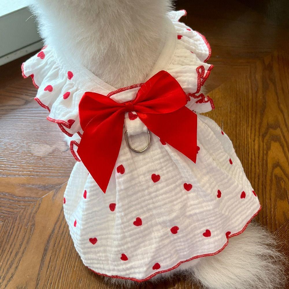 

Big Bow Puppy Dress Breathable Pet Dress Yorkshire Dog Cotton Dress Cat XXL розовый