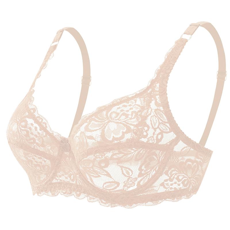 34-40BC Soutien-gorge Transparent à Lacets Intégraux Soutien-gorge Push Up Lingerie Brassière Femme Fine Armature Bralette