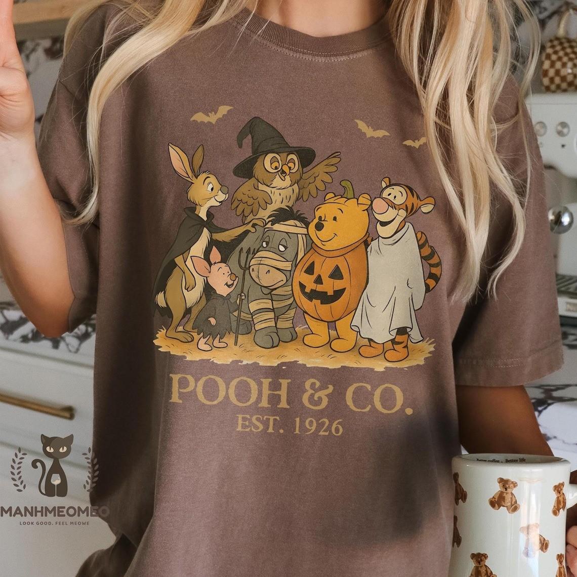 Хэллоуинская футболка Винни-Пух Comfort Color, Футболка с Винни-Пухом и друзьями на Хэллоуин XL