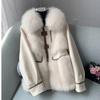 Winter Jacket Women's Fur Integrated Short Jacket Imitation Fox Fur Grass Jacket Female Patchwork Down Cotton Jacket