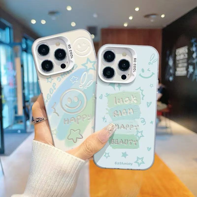 The new trendy brand smiley face is suitable for iphone17 mobile phone case Apple 15promax/14 Europe and America 13pro12/16e.