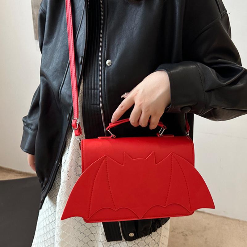 Yogodlns Gothic Women Shoulder Bag Bat Wing Ladies Top-handle Bags Creative Chic PU Leather Handbag Halloween Novelty Crossbody Bag Purse