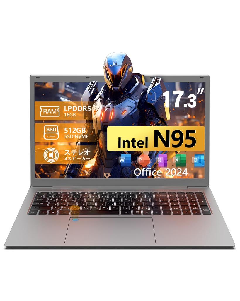 VETESA N95 Laptop with Office DDR5 16GB 512GB NVMe Windows 11 Fingerprint Smooth Up to Numeric and Japanese Keyboard 17.3-inch 2024, RAM, SSD, Pro,
