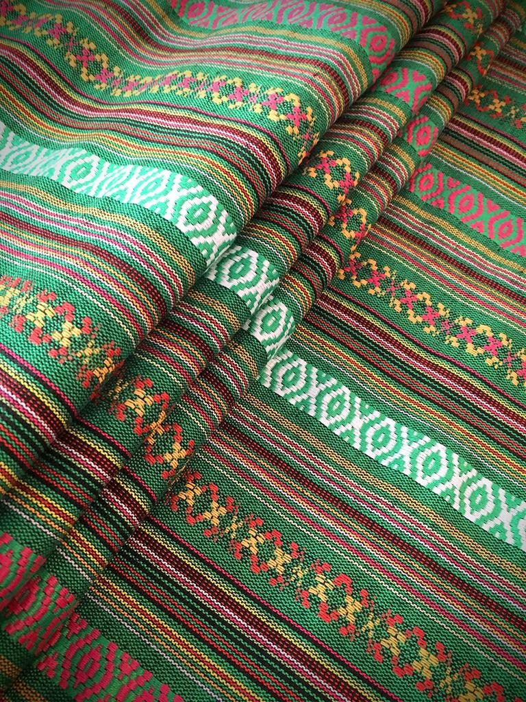 Versatile linen stripe fabric for DIY and more ethnic-inspired tablecloths, crafts, (Green, 2m)