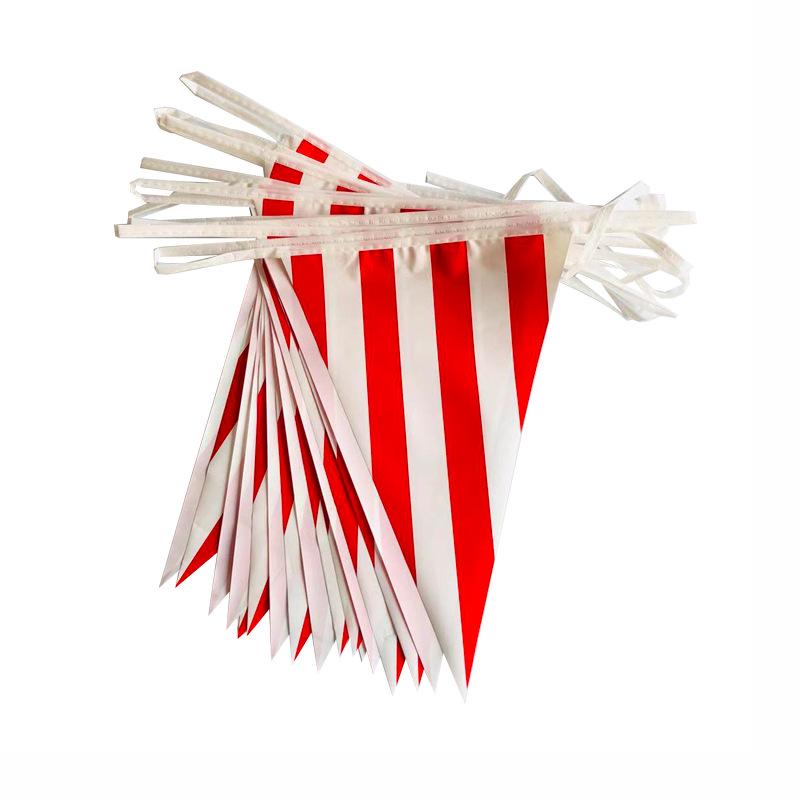 30m Red-White Striped Circus Carnival Pennant Bunting for Parties and Decorations