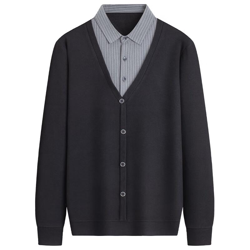 Romon Men's Faux Two-Piece Knit Sweater