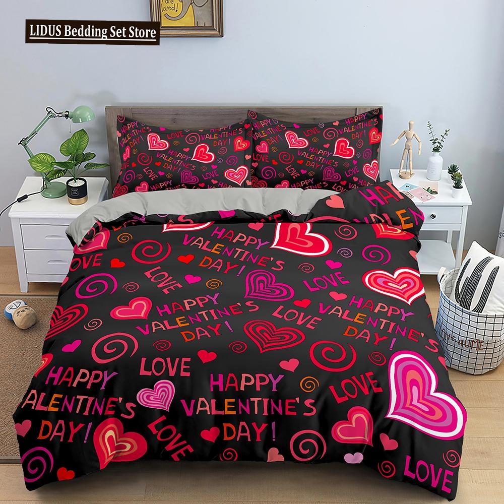 

Любовь Набор пододеяльников Красочный пододеяльник в форме сердца Размер кинг-сайз, квин-сайз с наволочкой Для мальчиков и девочек Полиэстеровый набор постельного белья EU single(135x200cm)