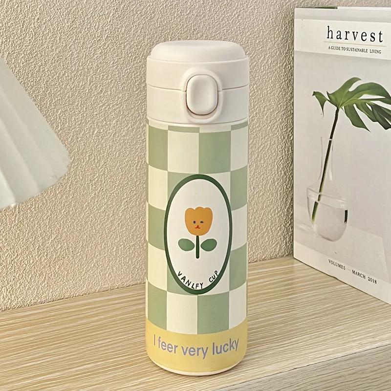 

500 мл бытовой портативный вакуумный термос чашка из нержавеющей стали пряжка соломинка герметичная и изолированная чашка для чая бутылка для воды для подарка 500ml