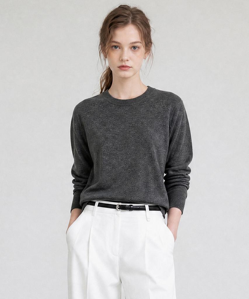 STAY WITH ME Wool Blend Crewneck Knit_Grey