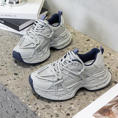 Thick-soled Dad Shoes Women's Heightened 2026 Spring New Versatile Casual Sports Shoes Soft-soled Muffin Single Shoes