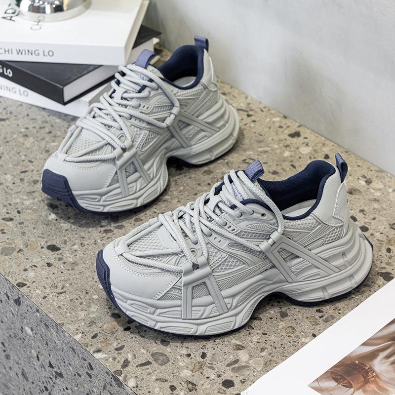 Thick-soled Dad Shoes Women's Heightened 2026 Spring New Versatile Casual Sports Shoes Soft-soled Muffin Single Shoes