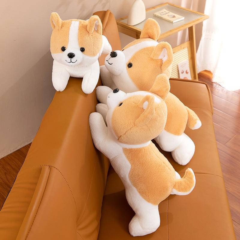 Jucărie de pluș Corgi de petrecere simulată câine adormit pentru copii păpușă câine pernă de casă cadou pentru iubit Shiba Inu