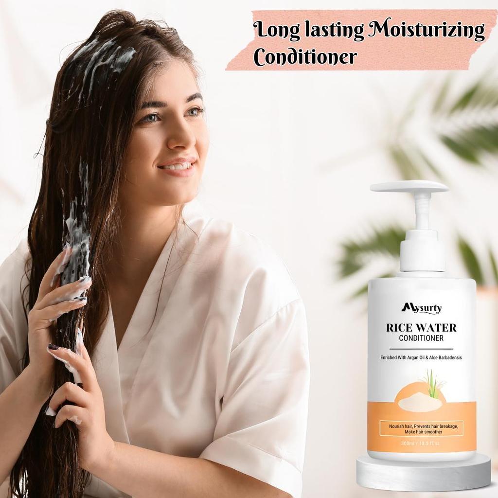 Rice Water Shampoo and Conditioner Set - For Curly, Straight, Dry and Damaged Hair