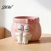 Desktop Storage Accessories Cute Cartoon Girl Pen Holder, Resin Makeup Brush Decorative Creative Stationery Holder Organizer with Bow Design, Sundries